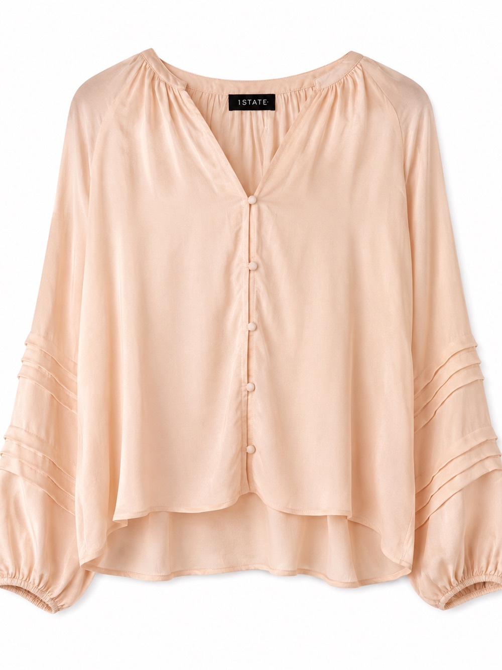 1. State Blush Button-Front Peasant Blouse